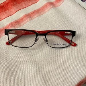 Polo Ralph Lauren 8036 3136 Frames Matte Black Red 46-15-125 NWOT